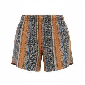 Passion Boho Tribal Rayon Cutoff Shorts M Frayed Hem Elastic Waist